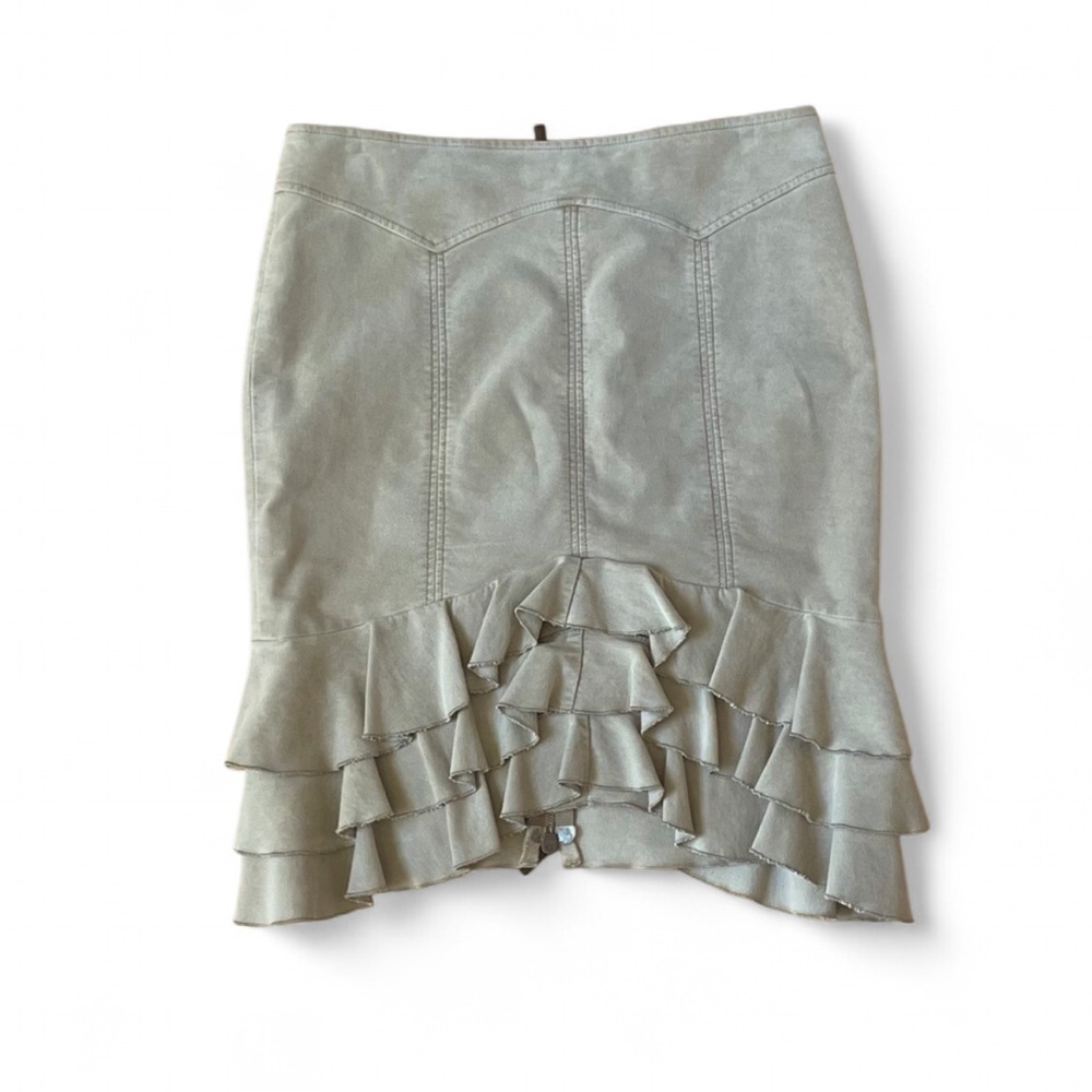 Roberta Scarpa | Vintage Suede Pencil Ruffled Tiered Skirt Woman’s Size 8